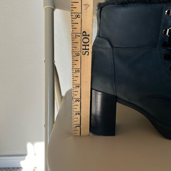 Geox Respira Faux Fur Lined Black Italian Leather Heeled Boots Size 8.5 - Picture 10 of 12